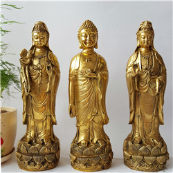 純銅西方三圣佛像擺件 純銅西方三圣佛像擺件