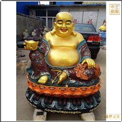 寺廟彩繪鎏金彌勒佛銅像 寺廟彩繪鎏金彌勒佛銅像