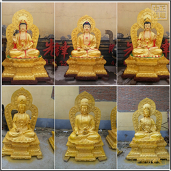 純銅西方三圣阿彌陀佛像 純銅西方三圣阿彌陀佛像