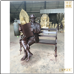 步行街頭看報人物雕塑 步行街頭看報人物雕塑