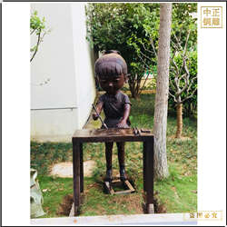 小女孩寫字銅雕塑 小女孩寫字銅雕塑