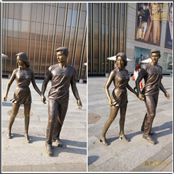 商場(chǎng)門前情侶拉手銅雕塑 商場(chǎng)門前情侶拉手銅雕塑