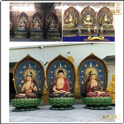 貼金坐式西方三圣佛像廠家 貼金坐式西方三圣佛像廠家