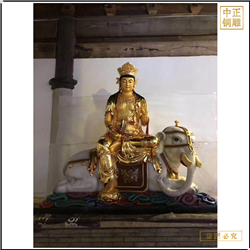 貼金箔文殊普賢銅佛像工藝品 貼金箔文殊普賢銅佛像工藝品