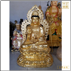 坐式帶背光觀音銅雕 坐式帶背光觀音銅雕