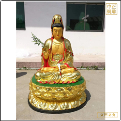 坐像貼金觀世音菩薩雕塑 坐像貼金觀世音菩薩雕塑
