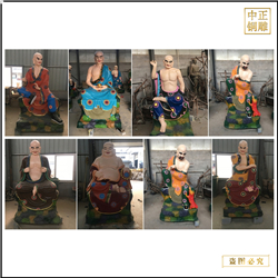 貼金彩繪站十八羅漢銅佛像 貼金彩繪站十八羅漢銅佛像