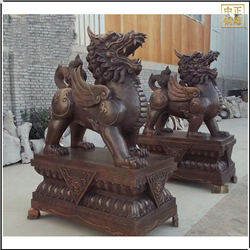 站像帶底座銅麒麟雕塑 站像帶底座銅麒麟雕塑